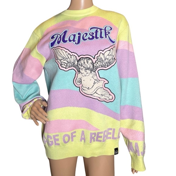 Majestik Sweater - Rage Of A Rebellion - Multi Pastel - SW2235 Size Medium - Picture 4 of 14